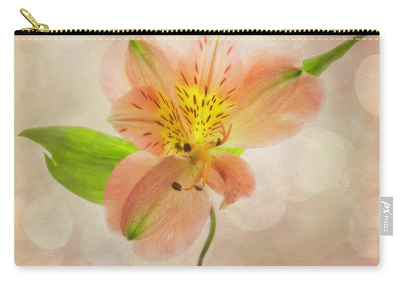 Flower Zip Pouch featuring the photograph Textured Alstromeria by Teresa Wilson