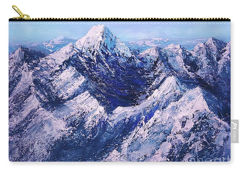 Landscape Zip Pouch featuring the photograph Textured Mountain Painting for Dad by Yoonhee Ko