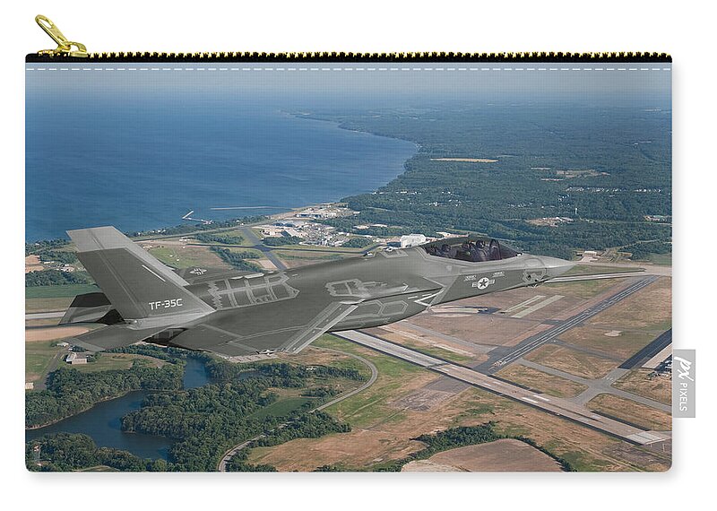 Lightning Zip Pouch featuring the digital art TF-35C Over Patuxent River by Custom Aviation Art