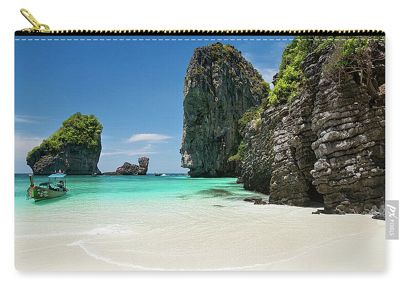 Thailand Zip Pouch featuring the photograph Thailand - Nui Bay on Koh Phi Phi Don Island by Olivier Parent
