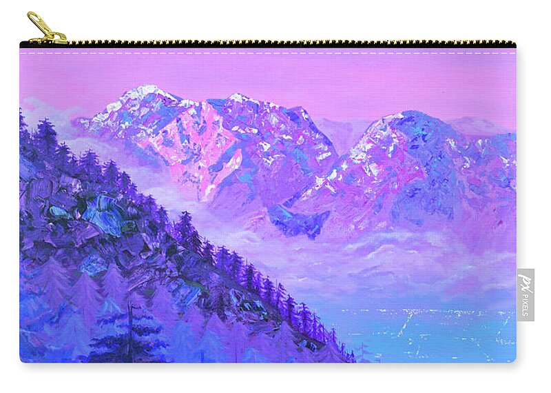 Landscape Zip Pouch featuring the painting That Which You Believe Becomes Your World by Ashley Wright