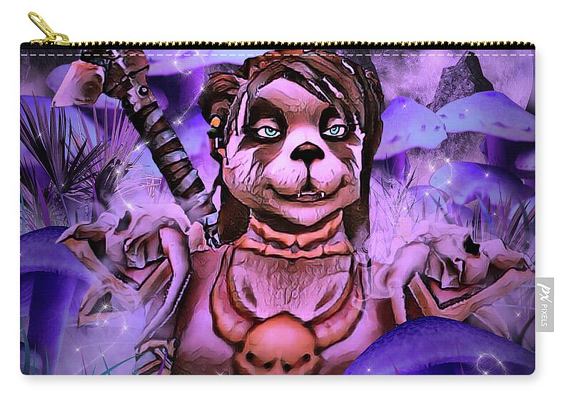 Digital Art Zip Pouch featuring the digital art The Adventures of a Pandaren Priest by Artful Oasis