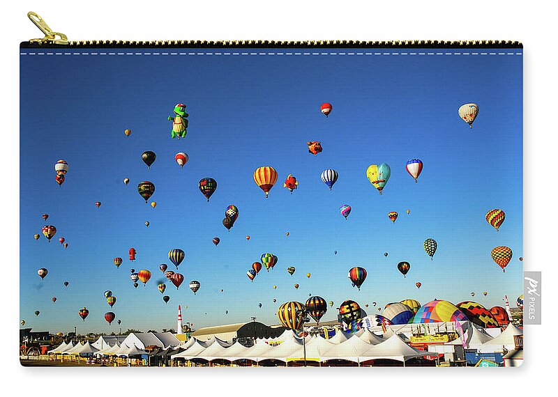 Albuquerque Carry-all Pouch featuring the photograph Rise - Albuquerque Hot Air Balloon Festival. New Mexico by Earth And Spirit