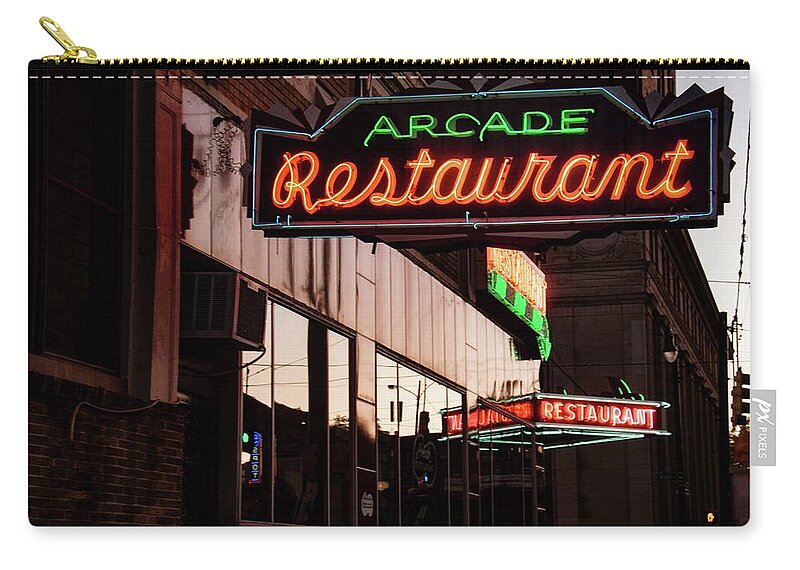 Memphis Zip Pouch featuring the photograph The Arcade by Amy Curtis