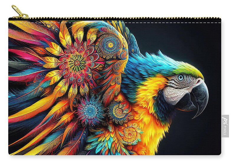 Macaw Zip Pouch featuring the photograph The Artistic Macaw by Bill and Linda Tiepelman
