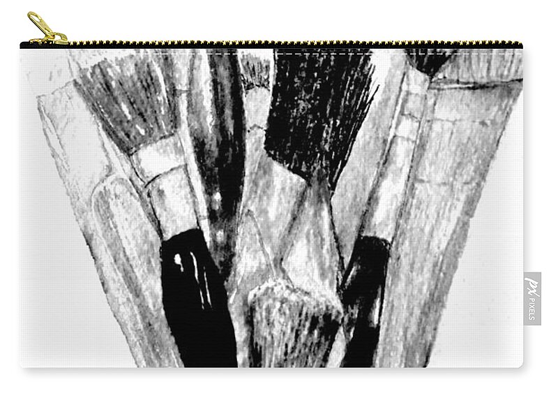 Still Life Zip Pouch featuring the painting The Artists' Friends - b-w by VIVA Anderson