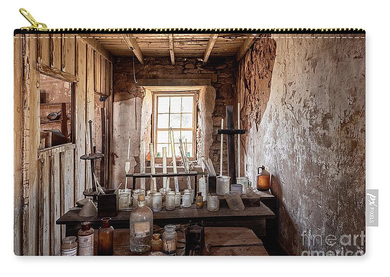 Architecture Zip Pouch featuring the photograph The Assay Room by Sandra Bronstein