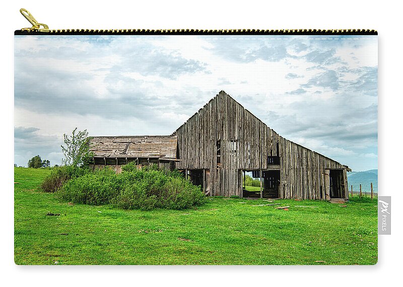 Barn Zip Pouch featuring the photograph The Barn No More by Pamela Dunn-Parrish