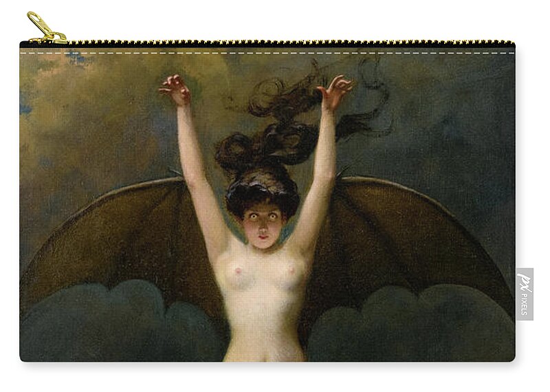 Albert Joseph Penot Zip Pouch featuring the painting The Bat Woman by Albert Joseph Penot