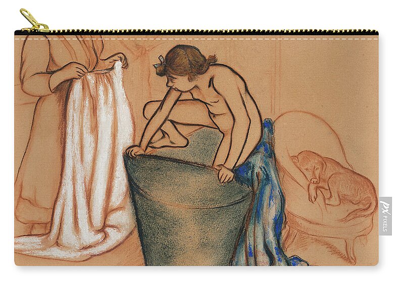 Valadon Zip Pouch featuring the drawing The Bath, 1908 by Suzanne Valadon