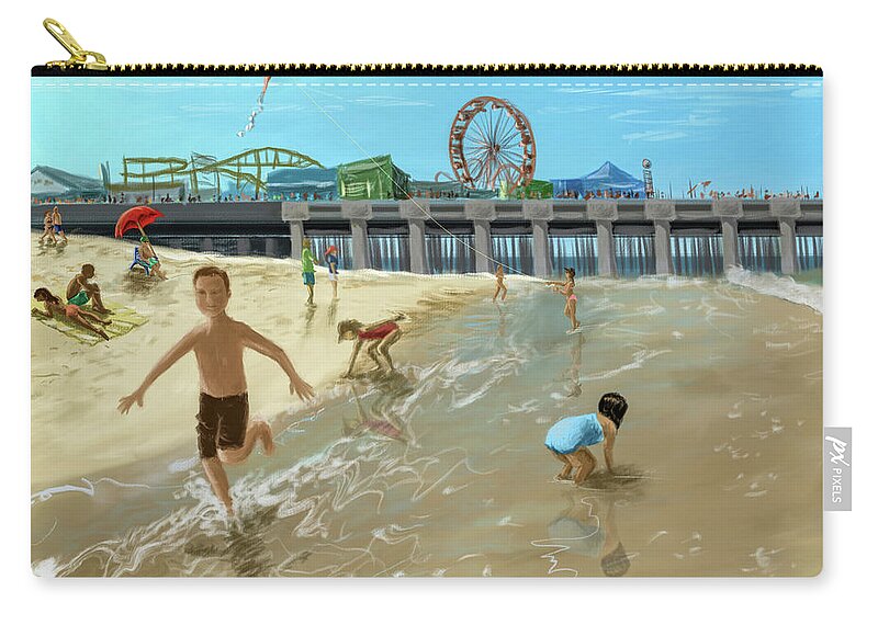 Beach Zip Pouch featuring the digital art The Beach Is Back by Larry Whitler