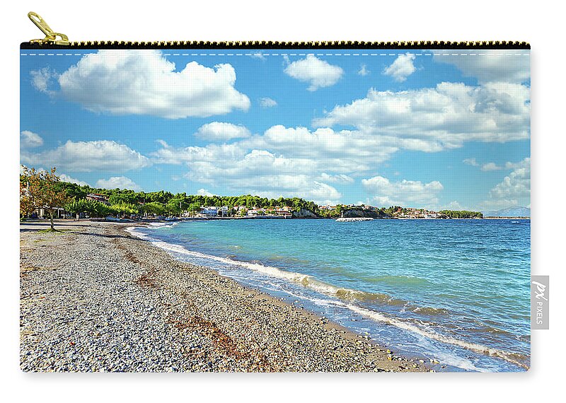 Pefki Zip Pouch featuring the photograph The beach Pefki in Evia island, Greece by Constantinos Iliopoulos