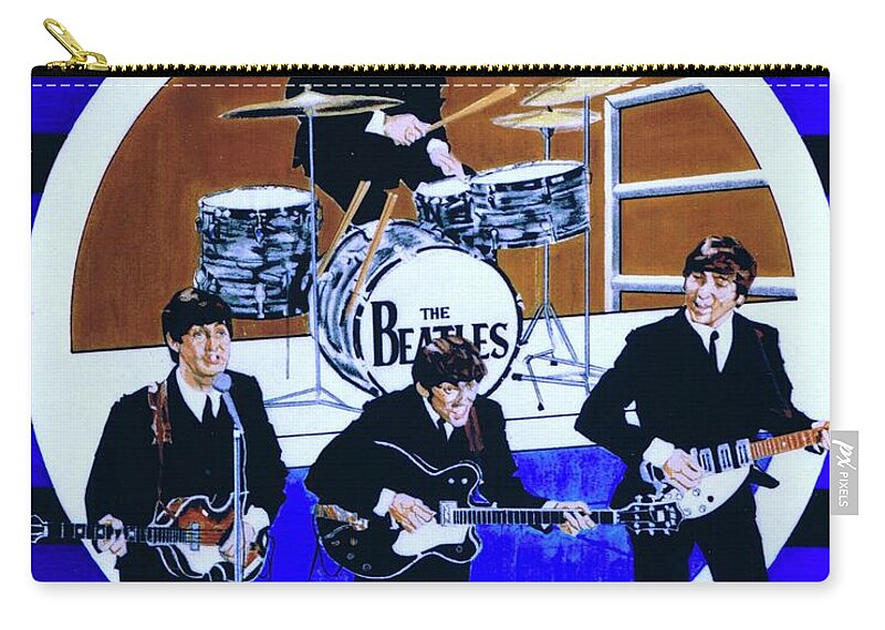 The Beatles Live Zip Pouch featuring the drawing The Beatles - Live On The Ed Sullivan Show by Sean Connolly