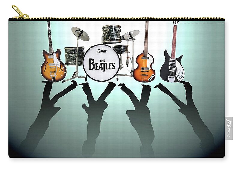 The Beatles Zip Pouch featuring the digital art The Beatles by Yelena Day