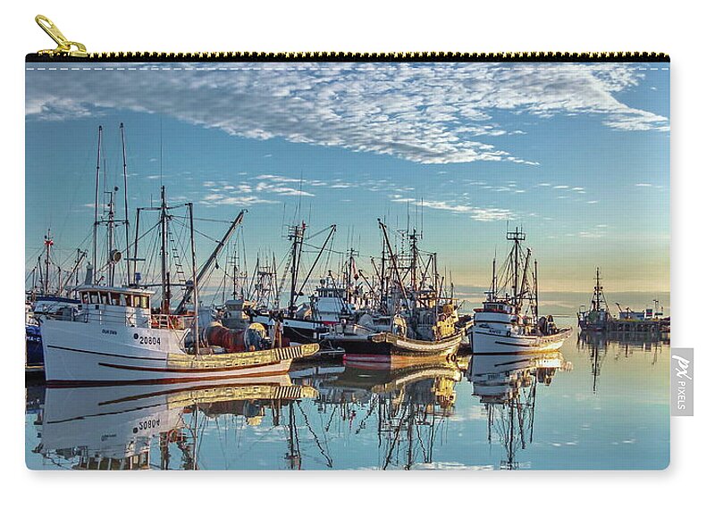 Alex Lyubar Carry-all Pouch featuring the pyrography The Beautiful Reflection at Sunset by Alex Lyubar
