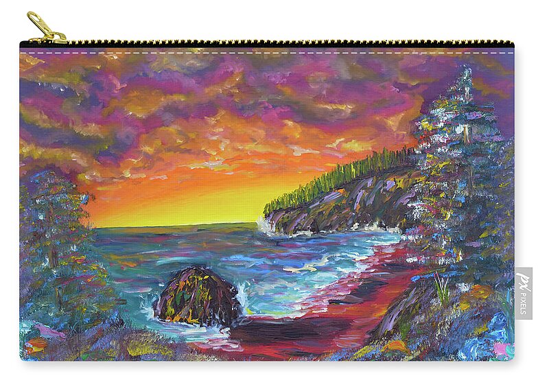 Landscape Zip Pouch featuring the painting The Beginning of the End by Ashley Wright