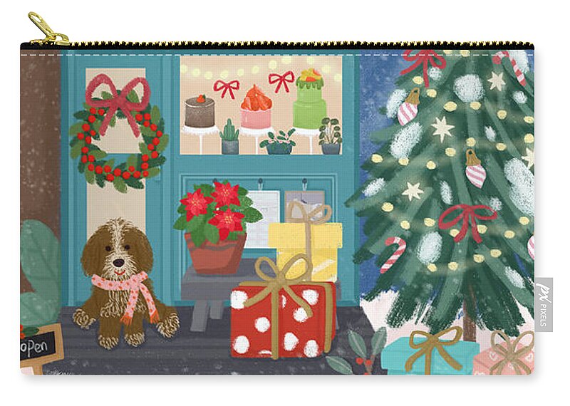 Christmas Zip Pouch featuring the drawing The best holiday by Min fen Zhu