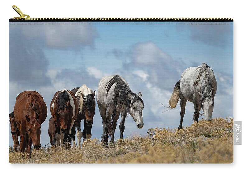 Wild Horses Zip Pouch featuring the photograph The Best View by Mary Hone