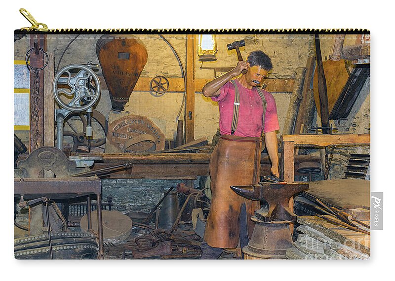 Blacksmith Zip Pouch featuring the photograph The Blacksmith's Forge by Elaine Teague