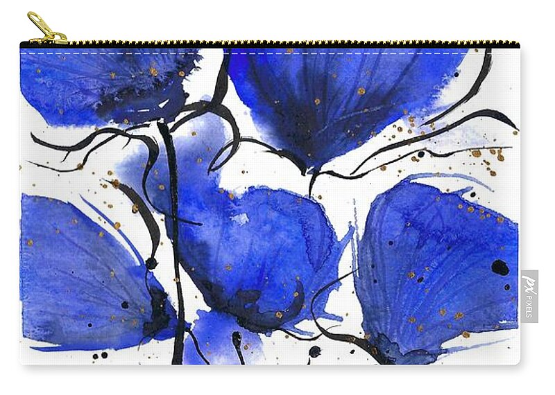 Loose Watercolor Flowers Zip Pouch featuring the painting The Blue Hour by Claudia Zahnd-Prezioso