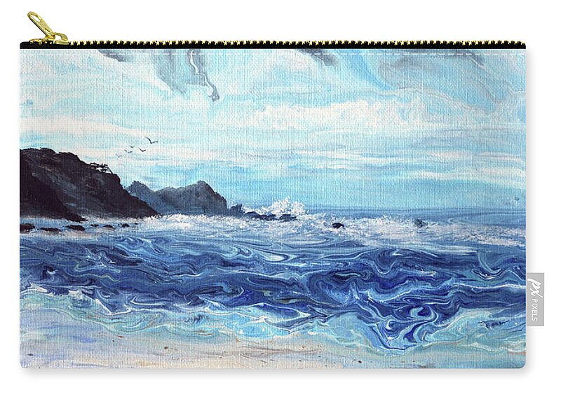 Oregon Carry-all Pouch featuring the painting The Bluffs of Ona Beach by Laura Iverson