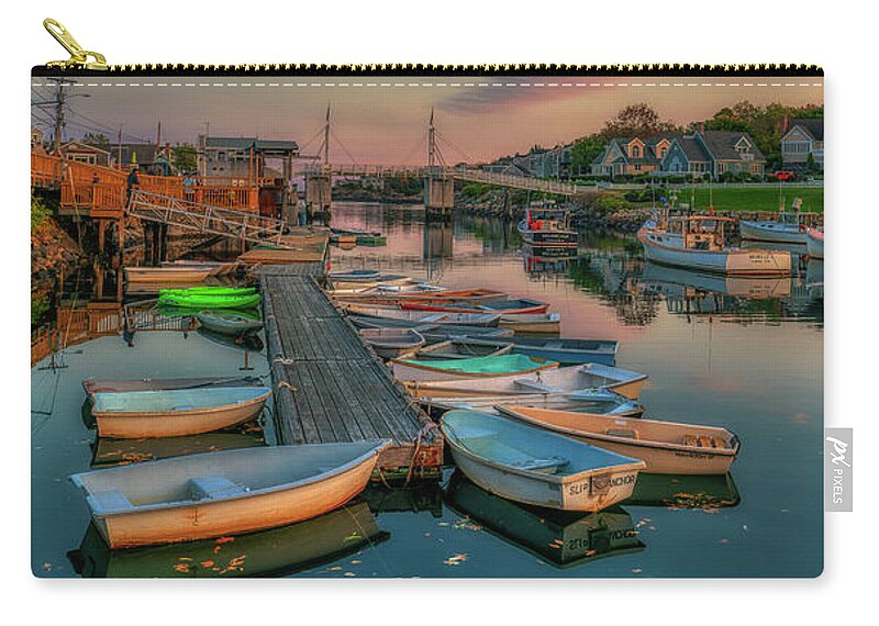 Perkins Cove Zip Pouch featuring the photograph The Boats of Perkins Cove by Penny Polakoff