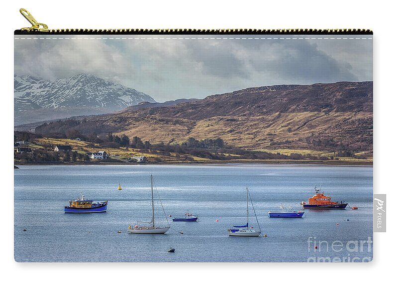 Loch Portree Zip Pouch featuring the photograph The Boats of Portree by Rebecca Caroline Photography