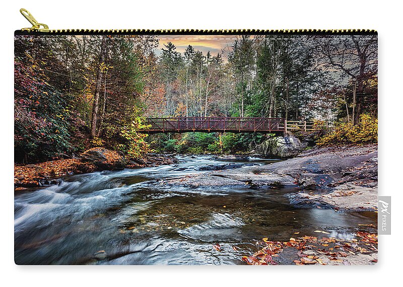 Carolina Zip Pouch featuring the photograph The Bridge at Fires Creek by Debra and Dave Vanderlaan