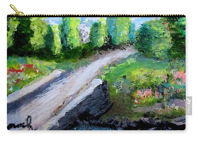 Landscape Zip Pouch featuring the painting The Bridge by Gregory Dorosh