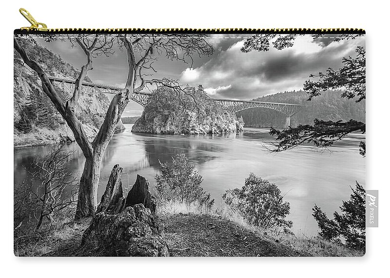 Ir Zip Pouch featuring the photograph The Bridge Infrared by Gary Skiff