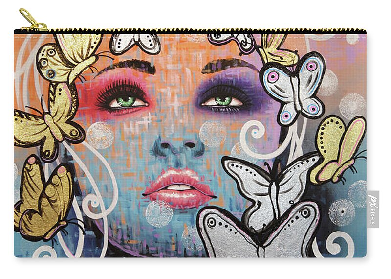 Portrait Zip Pouch featuring the painting The Butterfly Effect by Amy Giacomelli