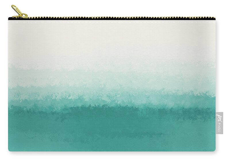The Call Of The Ocean Zip Pouch featuring the digital art The Call of the Ocean 3 - Minimal Contemporary Abstract - White, Blue, Cyan by Studio Grafiikka