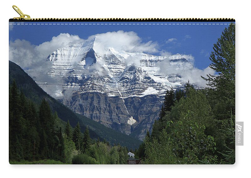 Mt. Robson Zip Pouch featuring the photograph The Canadian Rockies' Mt. Robson by Steve Wolfe