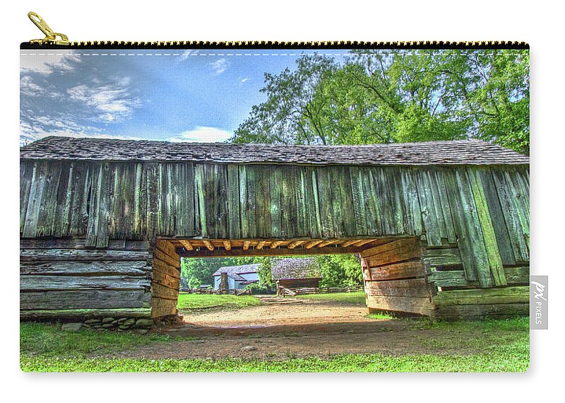 Barns Zip Pouch featuring the photograph The Cantilever Barn at Cades Cove Townsend Tennessee by Debra and Dave Vanderlaan