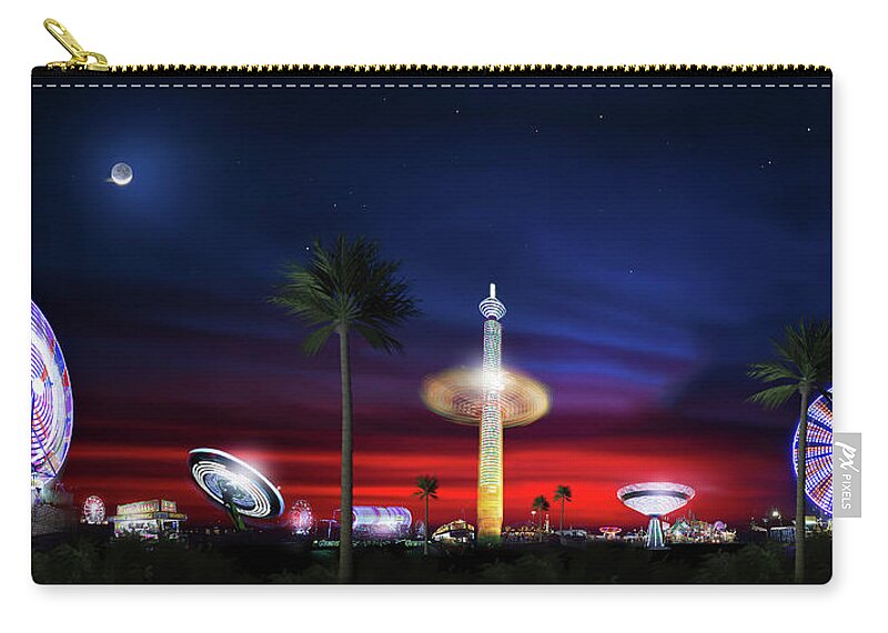 Carnival Zip Pouch featuring the photograph The Carnival Across the Lake by Mark Andrew Thomas