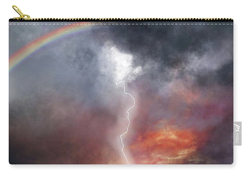 Rainbow Zip Pouch featuring the digital art The Chaos and the Calm by Rachel Emmett