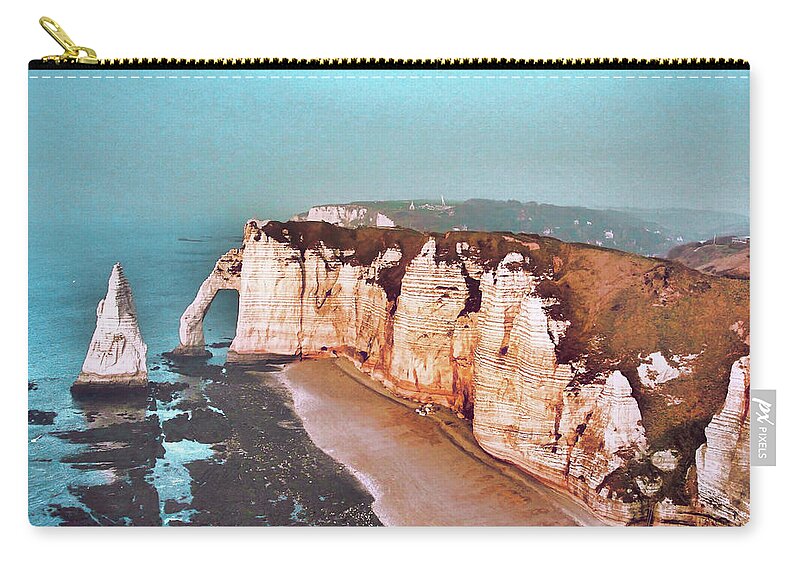 Cliffs At Deauville Ii Zip Pouch featuring the photograph The Cliffs at Deauville 2 by Susan Maxwell Schmidt