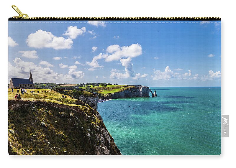 Etretat Zip Pouch featuring the photograph The cliffs at Etretat by Fabiano Di Paolo