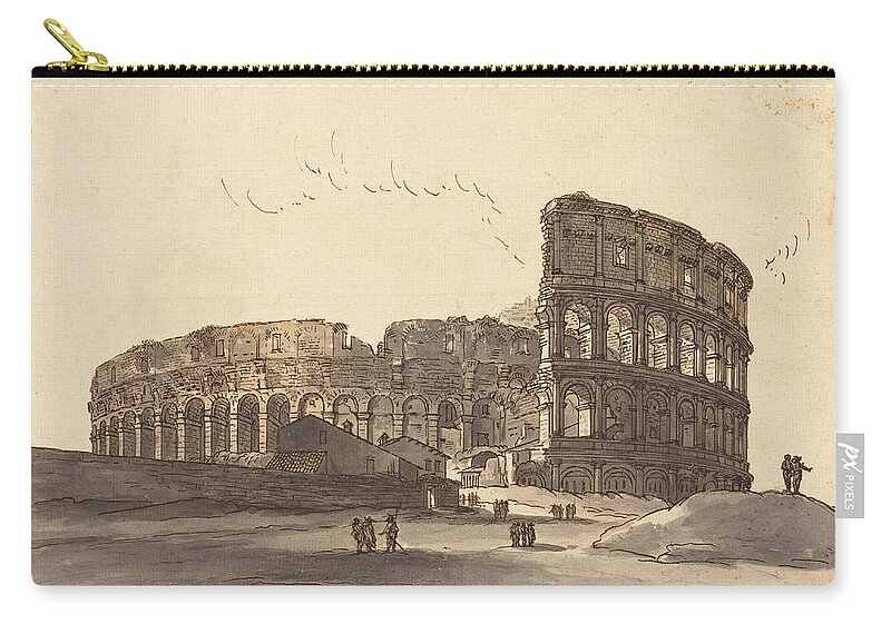 Victor-jean Nicolle Zip Pouch featuring the drawing The Colosseum by Victor-Jean Nicolle