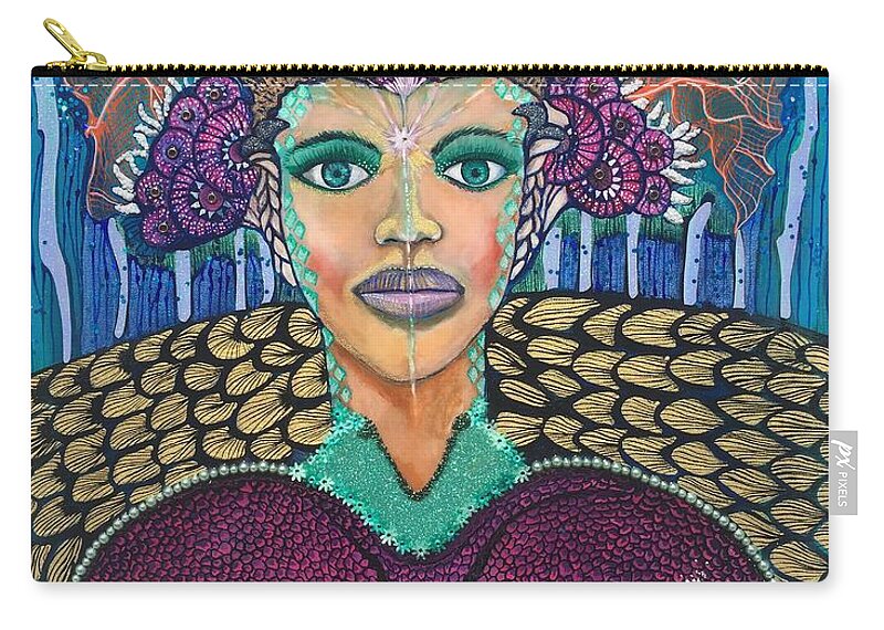 Painting Carry-all Pouch featuring the painting The Coral Queen by Patricia Arroyo