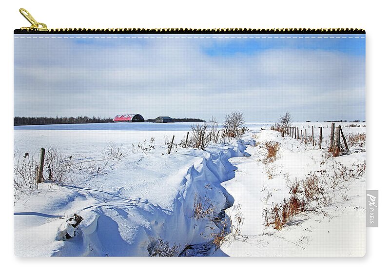 Winter Zip Pouch featuring the photograph The Creek Between by Debbie Oppermann