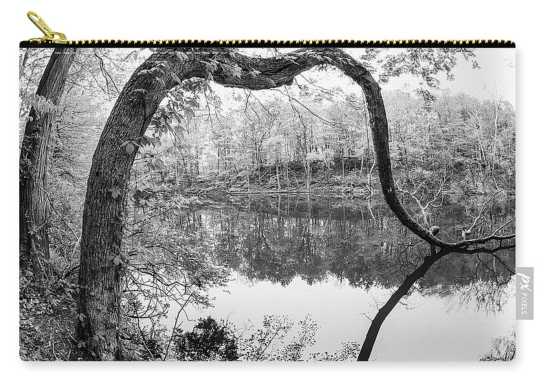 Water Zip Pouch featuring the photograph The Crooked Tree in Black and White by Kyle Lee
