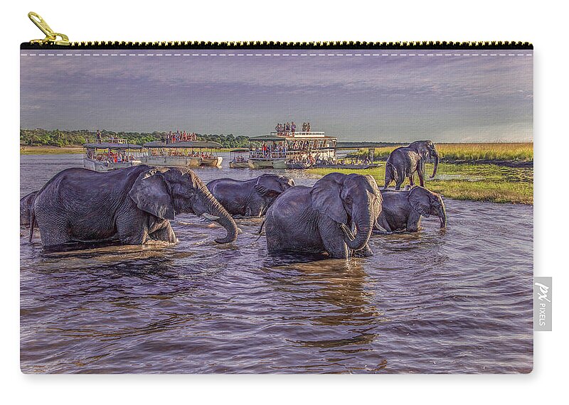 Chobe National Park Carry-all Pouch featuring the photograph The Crossing by Marcy Wielfaert