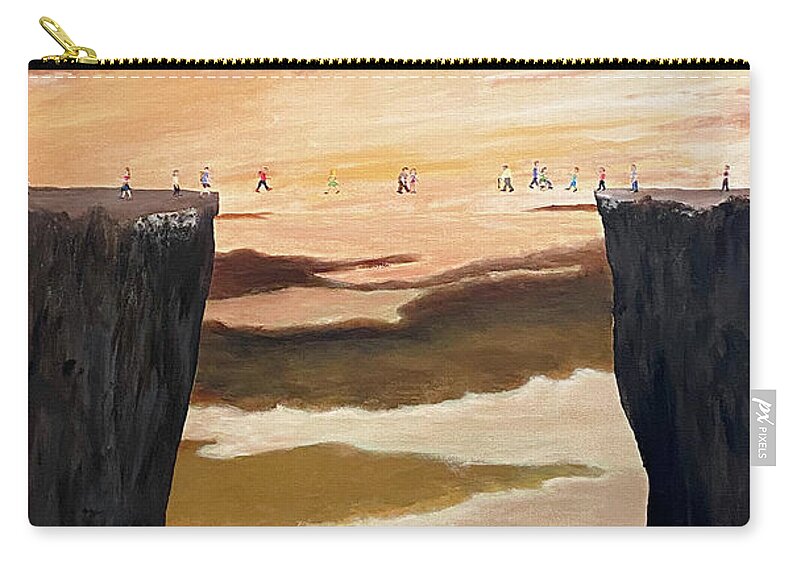 Brown Sky Zip Pouch featuring the painting The Crossing by Thomas Blood