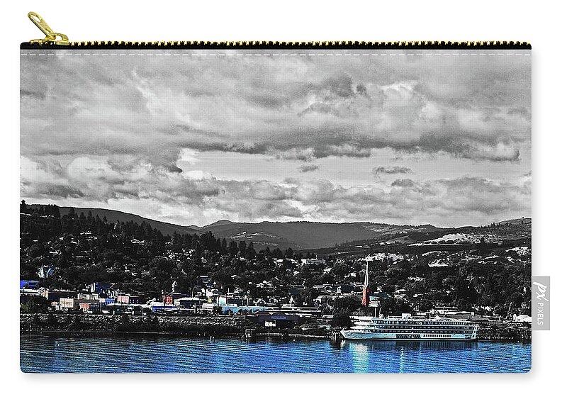  Zip Pouch featuring the digital art The Dalles, OR Along The Columbia River by Fred Loring