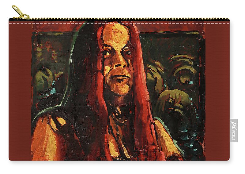 Girl Zip Pouch featuring the painting The Dark Angel by Sv Bell