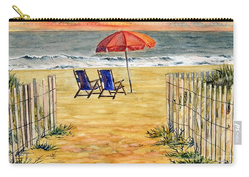 Ocean Zip Pouch featuring the painting The Day Awaits by Melly Terpening