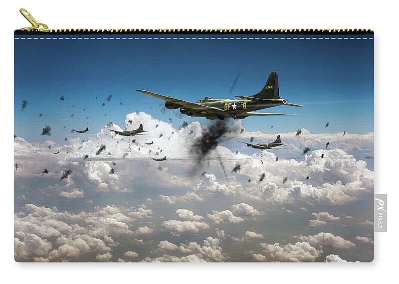Flying Fortress Zip Pouch featuring the photograph The day job by Gary Eason