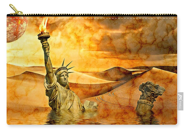 Liberty Zip Pouch featuring the digital art The Death of Liberty by Ally White