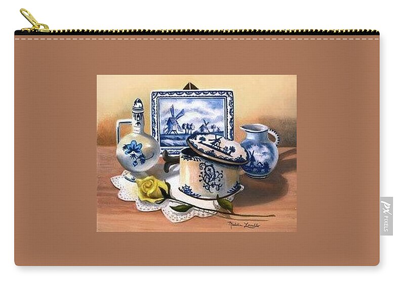 Oil On Linen Zip Pouch featuring the painting The Delft Collection by Madeline Lovallo